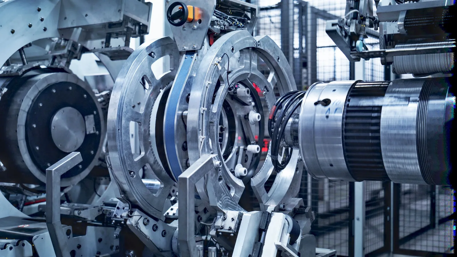 Automated production machinery on a manufacturing line